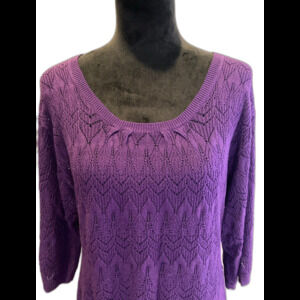 Fashion Bug Knit Top Plus Size 1X Plumb Purple Light Sweater  Round Neckline